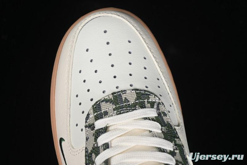 Nike Air Force 1 '07 Low Dior Collaboration - Beige Green Swoosh Low-Top Casual Sneakers - KK1988-010