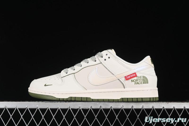 Nike SB Dunk Low Supreme The North Face Collaboration - Beige Green Reflective Swoosh Anniversary Custom Edition Low-Top Casual Skate Shoes - XX2025-638