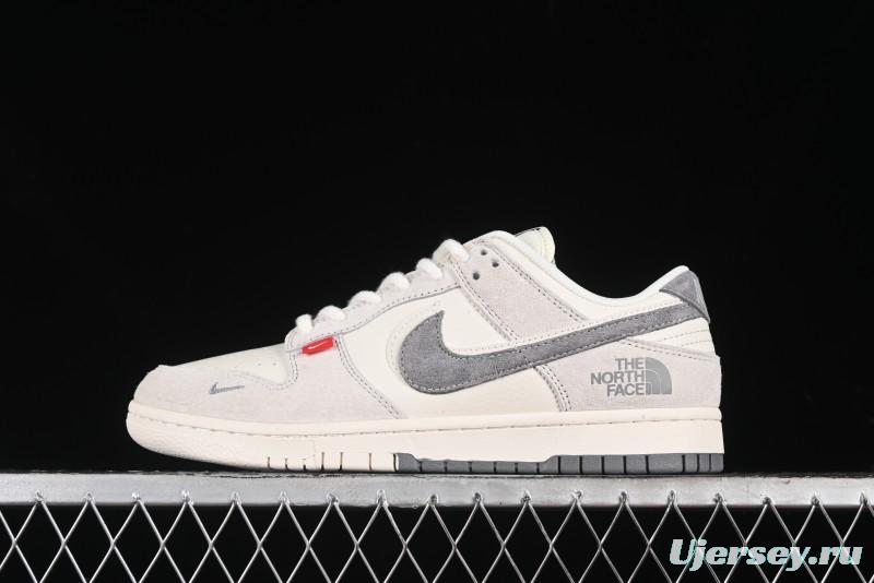 Nike SB Dunk Low The North Face Collaboration - Grey Pigskin Navy Swoosh Anniversary Custom Low-Top Casual Skate Shoes - SJ1089-009