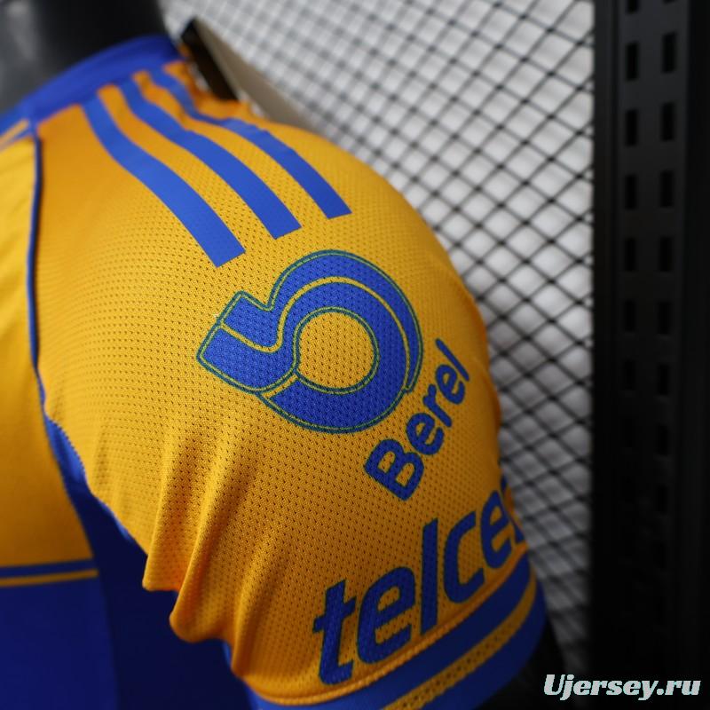 Player Version 25/26 Tigres UANL Home Yellow with Blue Stripes Jersey