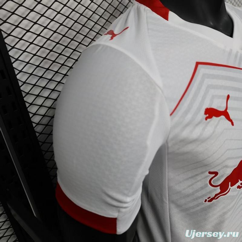 Player Version 25/26 RB Leipzig White with Chevron Pattern and Red Bull Logo Jersey