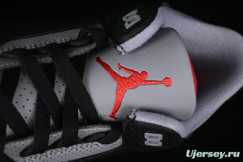 Nike Air Jordan 3 Retro Black Cement Sneakers with Visible Air Cushion - DN3707-010