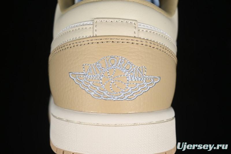 Nike Air Jordan 1 Low OG AJ1 Retro Basketball Shoes in White and Brown - HQ4186-111