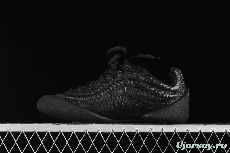 Alexander McQueen Flexion Retro Sneakers in Black with Diamond Grain Calfskin - 8.F6