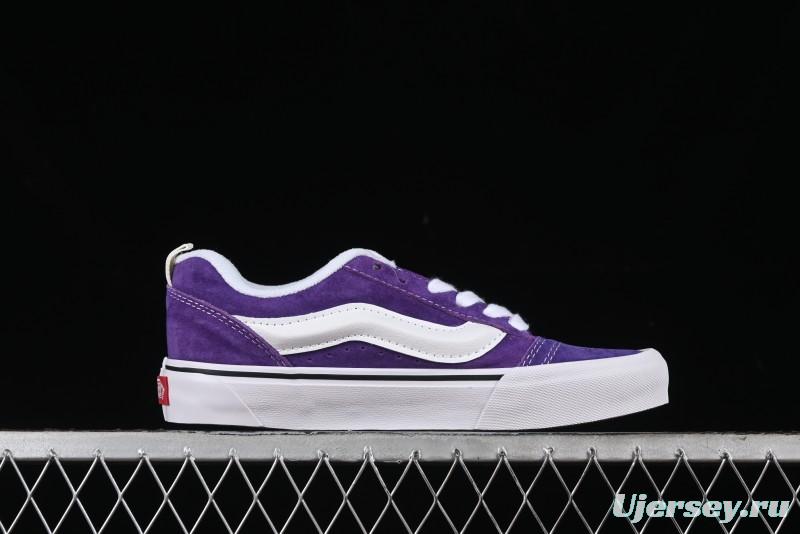 Vans Classics Knu Skool Full-Grain Leather Retro Sneakers with Chunky Silhouette - VN000CS0DRV