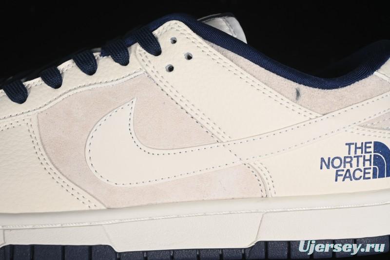 Nike SB Dunk Low The North Face Collaboration - Grey Pigskin White Swoosh Anniversary Custom Low-Top Casual Skate Shoes - KK1333-006