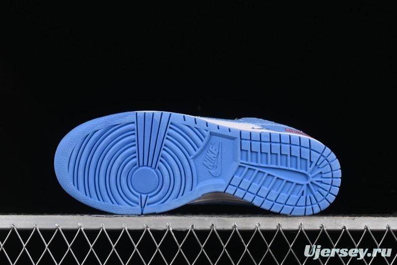 Nike SB Dunk Low Supreme Collaboration - Woven Blue Swoosh Anniversary Custom Low-Top Casual Skate Shoes - KK1888-015