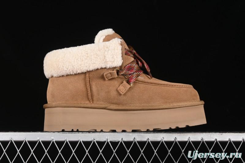 UGG Classic Mini II Fur Lace-Up Platform Short Boots with Treadlite Outsole - 1143954