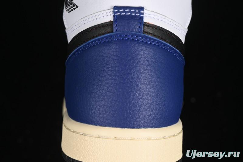 Nike Air Jordan 1 Retro High Basketball Shoes in White Deep Royal Blue - DZ5485-100