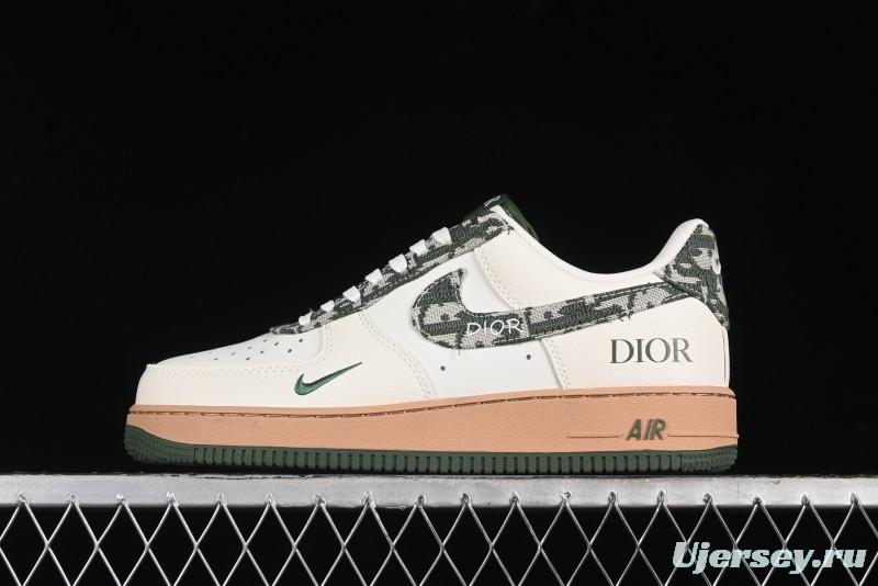 Nike Air Force 1 '07 Low Dior Collaboration - Beige Green Swoosh Low-Top Casual Sneakers - KK1988-010