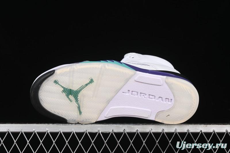 Nike Air Jordan 5 Retro Sneakers in White and Purple Grape Colorway - 136027-108