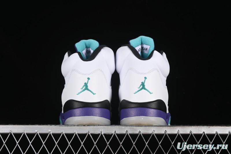 Nike Air Jordan 5 Retro Sneakers in White and Purple Grape Colorway - 136027-108