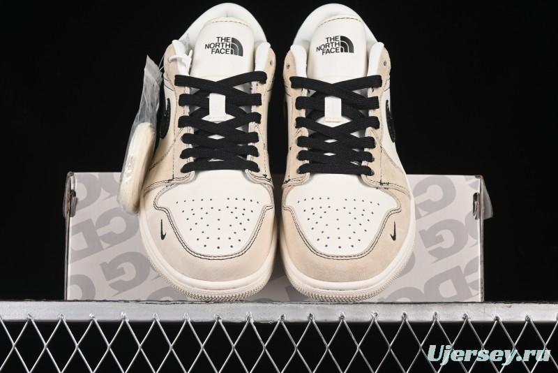 Nike Air Jordan 1 Low AJ1 The North Face Collaboration - Beige Coffee Retro Basketball Shoes - SJ9950-028