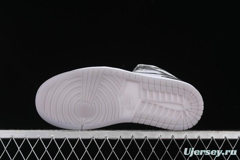 Nike Air Jordan 1 Mid Basketball Shoes Silver White - FN5031-100