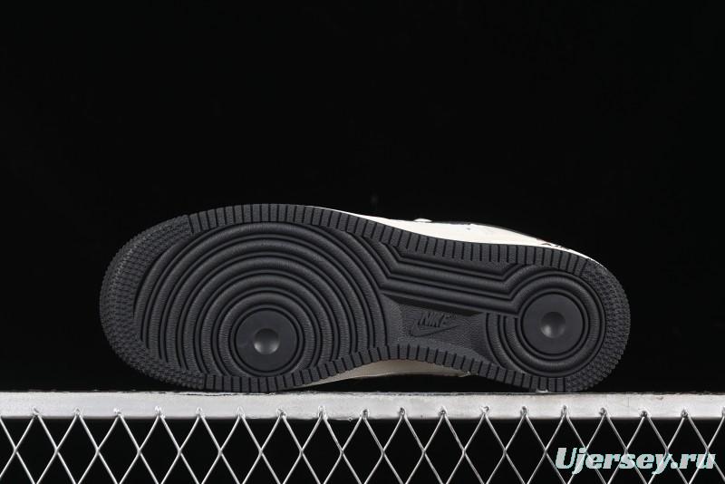 Nike Air Force 1 '07 Low Gucci Collaboration - Dark Blue Linen Casual Sneakers - XZ3398-888