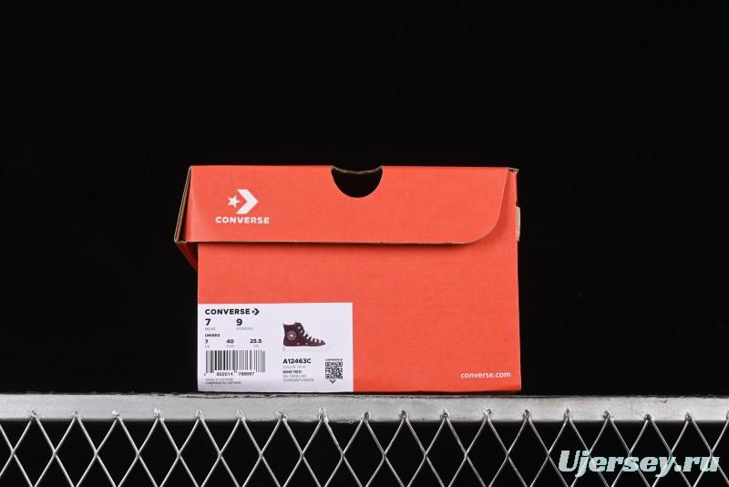 Converse Chuck 1970s High Top Casual Sneakers with Gold Star Accents and Wine Red Colorway - A12463C