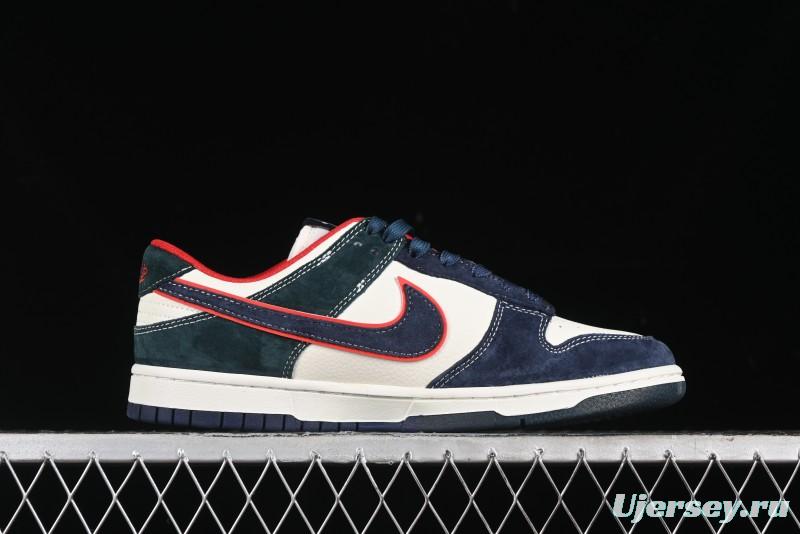 Nike SB Dunk Low Wukong Series - Beige with Navy Swoosh Anniversary Customized Low-Top Casual Skate Shoes - DJ2024-035
