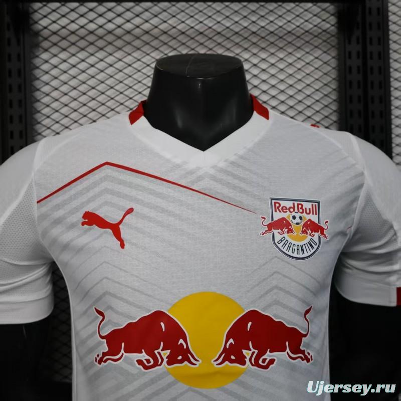 Player Version 25/26 RB Leipzig White with Chevron Pattern and Red Bull Logo Jersey