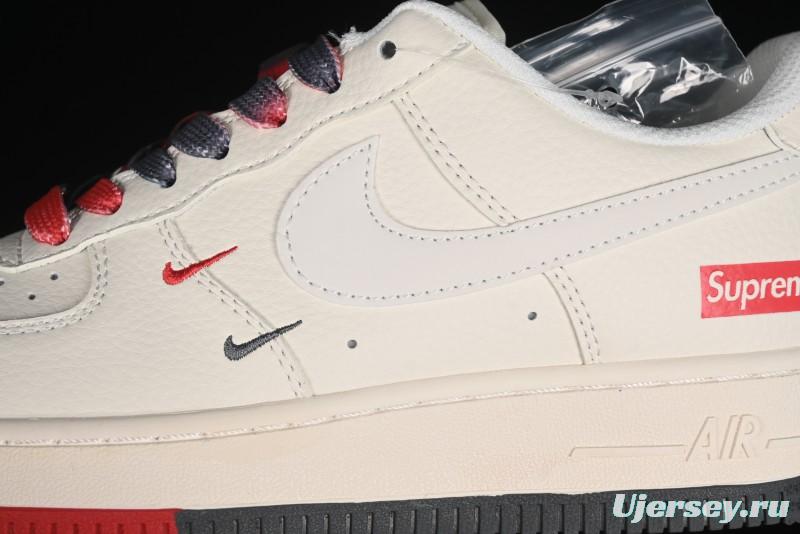 Nike Air Force 1 '07 Low Supreme Collaboration - Beige Red Blue Colorblock Casual Sneakers - XZ6188-228