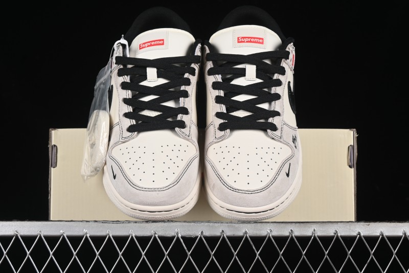 Nike SB Dunk Low SUP Collaboration - Gray White Black Swoosh Anniversary High-End Custom Low-Top Casual Skate Shoes - MM1089-019