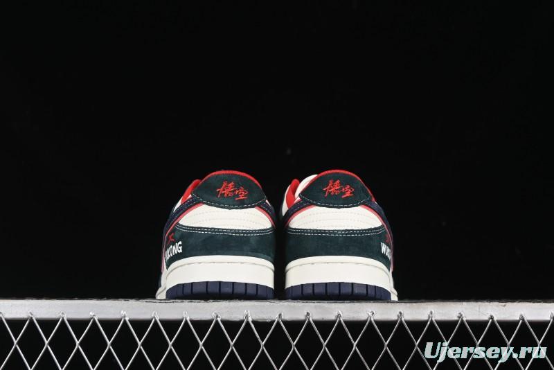Nike SB Dunk Low Wukong Series - Beige with Navy Swoosh Anniversary Customized Low-Top Casual Skate Shoes - DJ2024-035