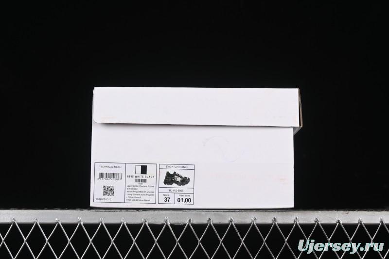 Dior Chrono Round Toe Lace-Up Lifestyle Casual Running Sneakers - 6865 WHITE BLACK