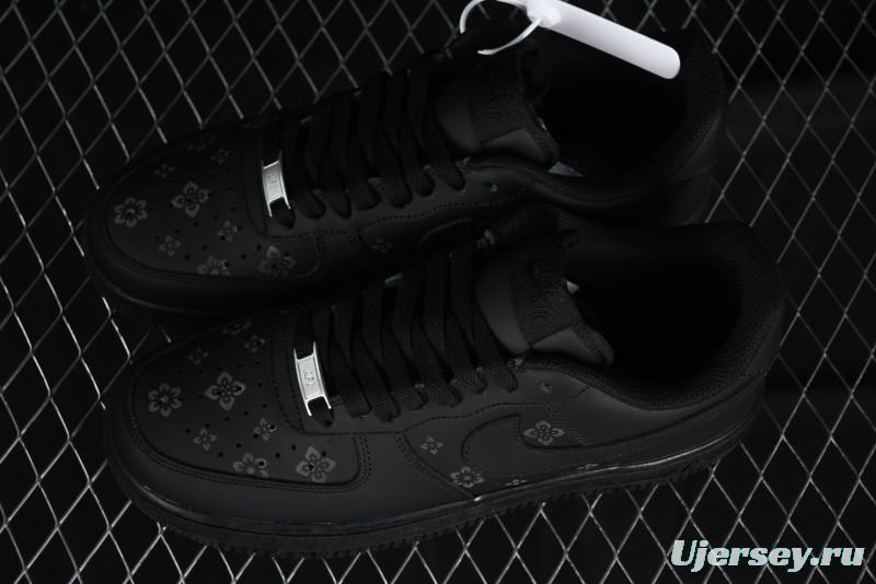 Nike Air Force 1 '07 Low LV Custom All Black Casual Sneakers - 315122-101