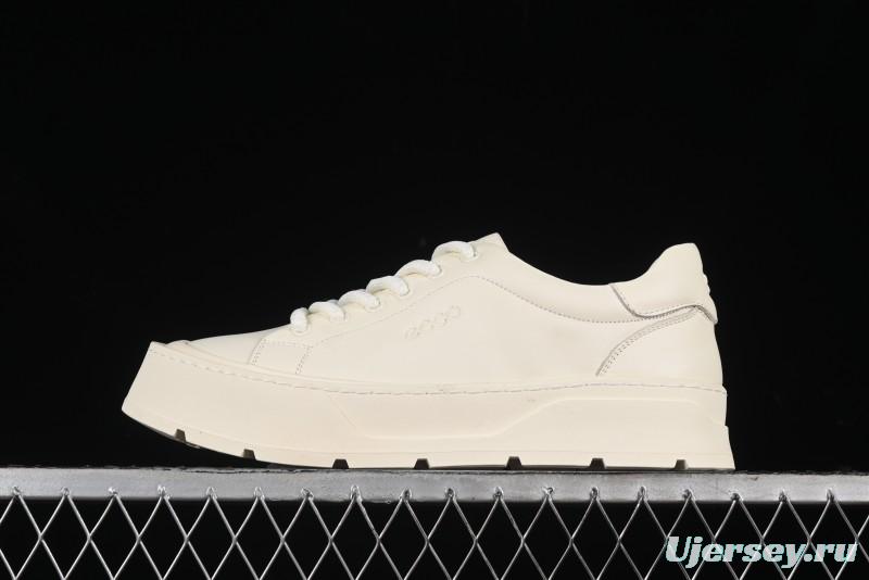 ECCO Street Light Series Autumn Platform Round Toe Versatile Casual White Sneakers 63311901002