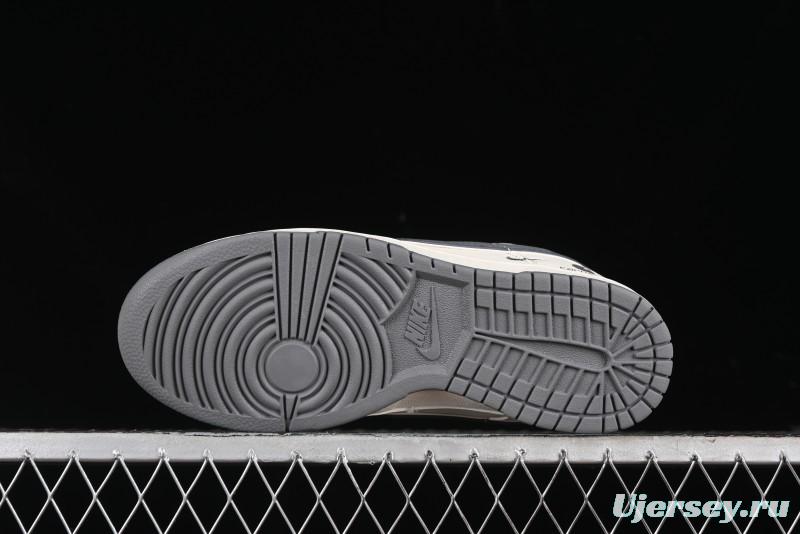 Nike SB Dunk Low Carhartt Collaboration - Off White Grey Swoosh Anniversary Custom Low-Top Casual Skate Shoes - SJ1089-006