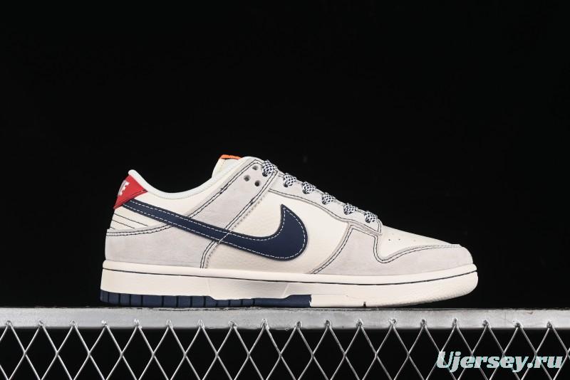 Nike SB Dunk Low Stussy Collaboration - Patchwork Grey White Dark Blue Swoosh Anniversary Custom Low-Top Casual Skate Shoes - MM1089-025