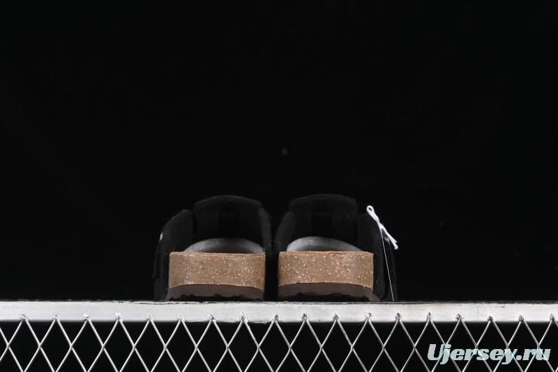 Birkenstock Half Open Toe Sandals with Smokeless Coal Wool Upper - G.D4