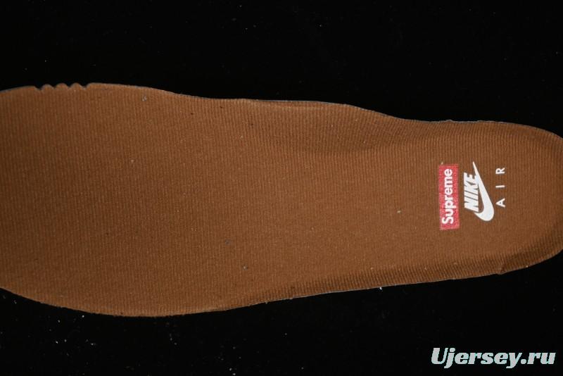 Nike Supreme x Air Force 1 Low Casual Sneakers in Wheat Suede with Full-Length Air Cushion - DN1555-200