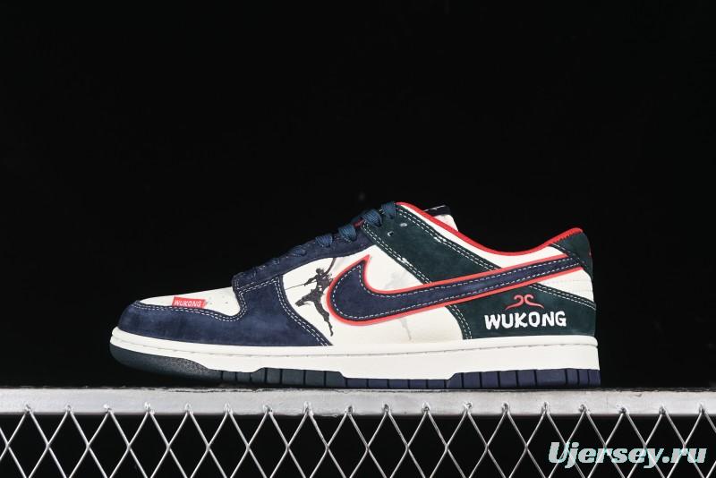 Nike SB Dunk Low Wukong Series - Beige with Navy Swoosh Anniversary Customized Low-Top Casual Skate Shoes - DJ2024-035