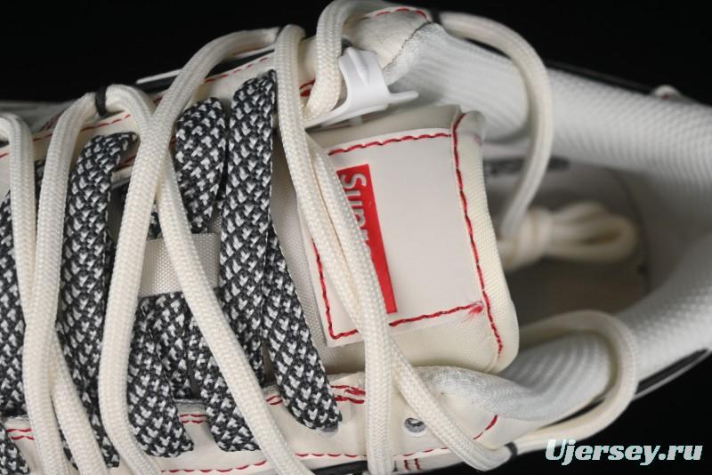 Nike Air Force 1 '07 Low Supreme Collaboration - Red Stitch Grey Sole Casual Sneakers - SJ1198-600