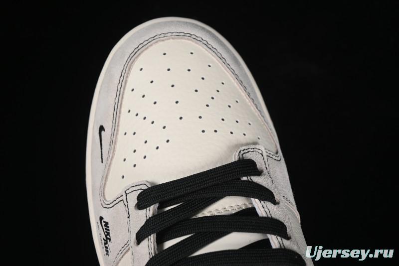 Nike SB Dunk Low SUP Collaboration - Gray White Black Swoosh Anniversary High-End Custom Low-Top Casual Skate Shoes - MM1089-019
