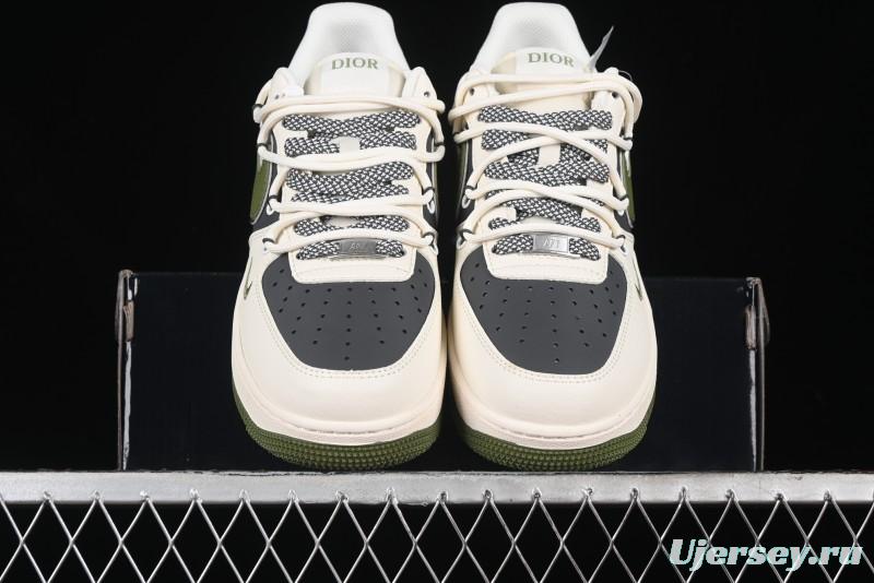 Nike Air Force 1 '07 Low Dior Collaboration - White Green Drawstring Casual Sneakers - SJ1198-200
