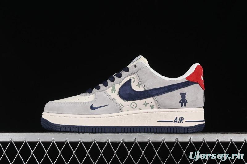 Nike Air Force 1 '07 Low Violent Bear Collaboration - Grey Blue Print Low-Top Casual Sneakers - SJ9188-001