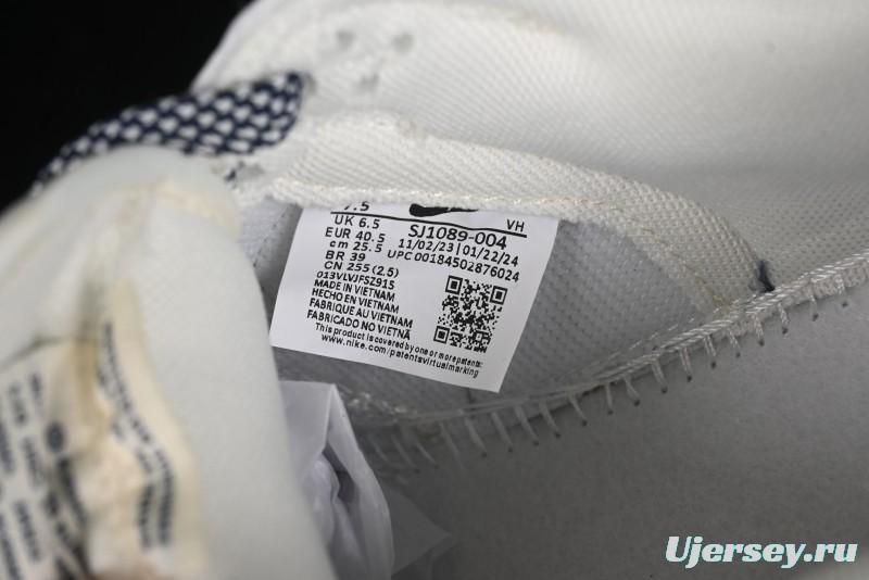 Nike SB Dunk Low Anniversary Premium Custom Low-Top Casual Skate Shoes in Off-White with Navy Blue Swoosh - SJ1089-004