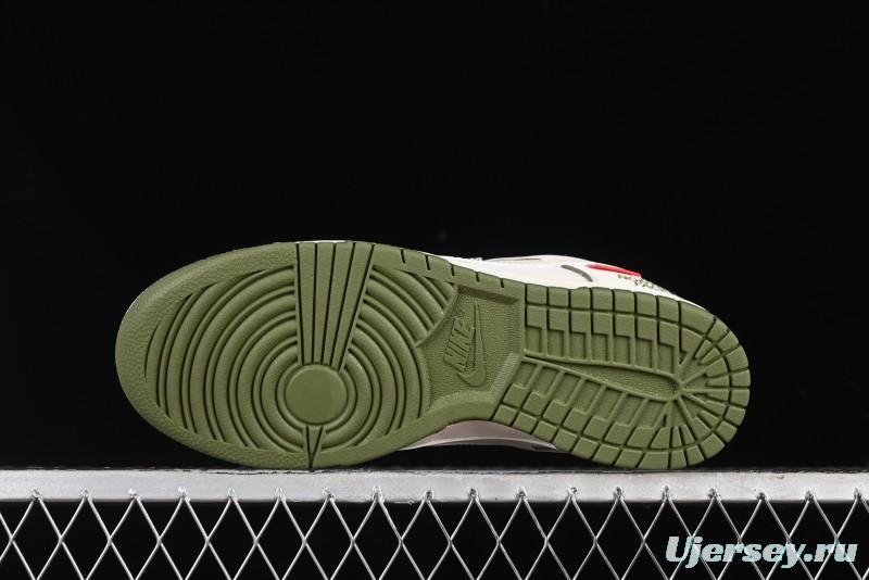Nike SB Dunk Low Supreme The North Face Collaboration - Beige Green Reflective Swoosh Anniversary Custom Edition Low-Top Casual Skate Shoes - XX2025-638