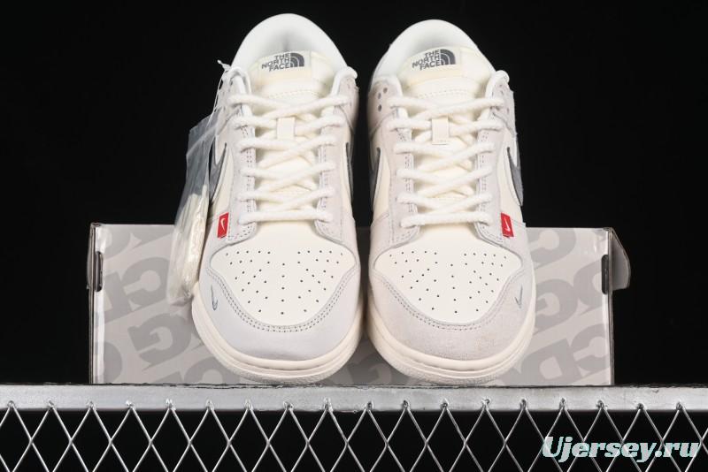 Nike SB Dunk Low The North Face Collaboration - Grey Pigskin Navy Swoosh Anniversary Custom Low-Top Casual Skate Shoes - SJ1089-009