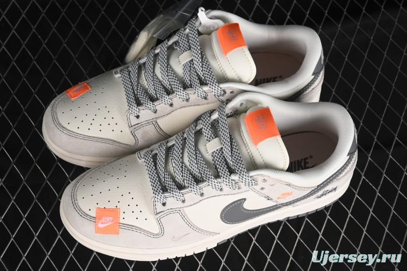 Nike SB Dunk Low Stussy Collaboration Patch Grey White Dark Grey Swoosh Anniversary Custom Low-Top Casual Skate Shoes - MM1089-024