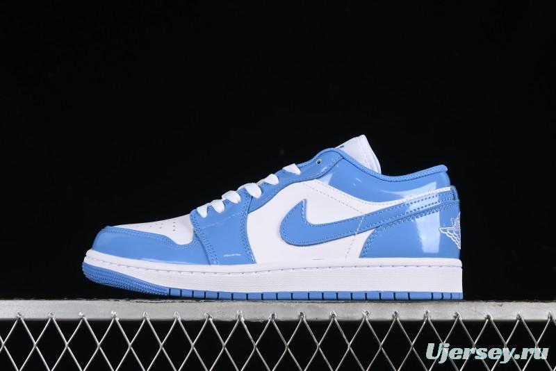 Nike Air Jordan 1 Low AJ1 Patent Leather Blue Casual Sneakers - FZ2138-114