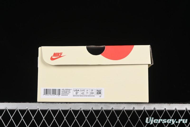 Nike Travis Scott x Fragment Design x Air Jordan 1 Low OG SP AJ1 Retro Sneakers with Dragon Scale Swoosh - XY2688-112