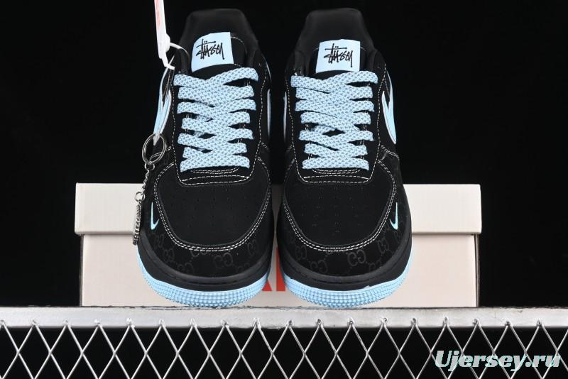 Nike Air Force 1 '07 Low Stussy Collaboration - Black Tiffany Low-Top Casual Sneakers - KK1988-008