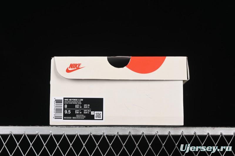 Nike Air Force 1 '07 Low UN Collaboration Casual Sneakers in Off-White with Yellow Stitch - KK3333-002