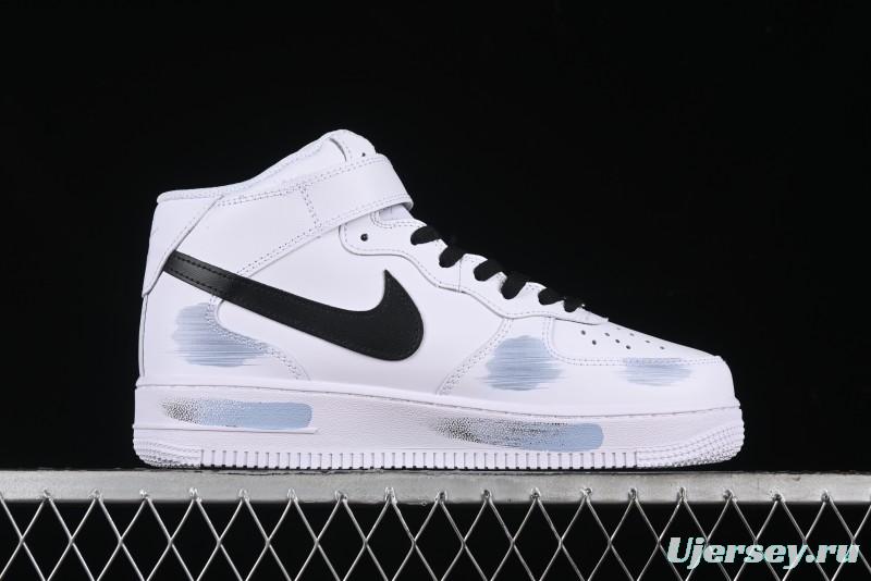 Nike Air Force 1 Mid Custom Hand-Painted Broken Three Hooks Shadow Spray-Painted Strap Mid-Top Casual Sneakers - CW2289-111