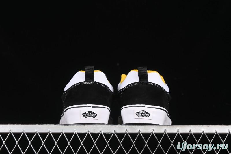 Vans Knu Skool Low-Top Retro Casual Vulcanized Slip-On Sneakers in Black White Yellow - VN000D6C6RJ
