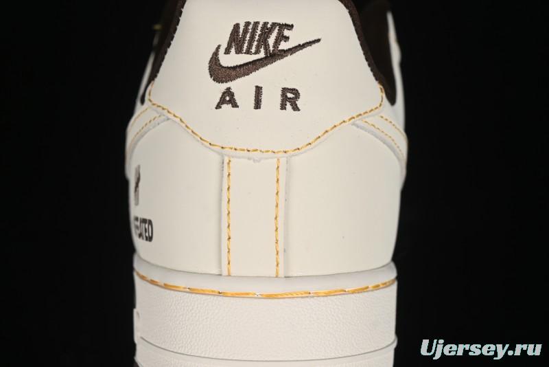 Nike Air Force 1 '07 Low UN Collaboration Casual Sneakers in Off-White with Yellow Stitch - KK3333-002