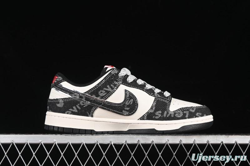 Nike SB Dunk Low Levi's Collaboration - Black Printed Denim Anniversary Customized Low-Top Casual Sneakers - XX2025-109