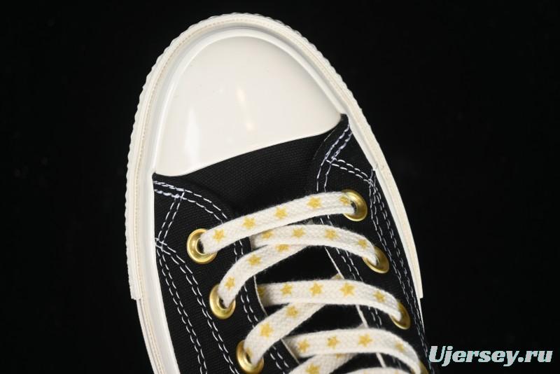 Converse Chuck 1970s High-Top Sneakers with Gold Star Accents and Classic Black & White Design - A12462C